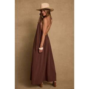 12th Tribe Sanctuary Mocha Linen Maxi Dress Size L - NWT